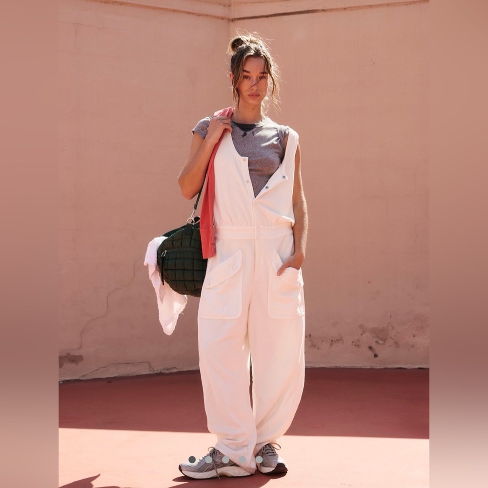 FP Movement by Free People Cream Utility Jumpsuit NWOT